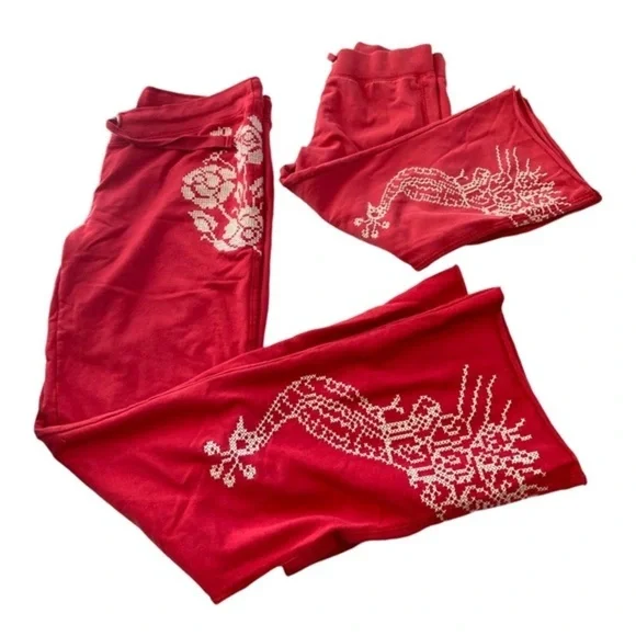 Vtg Y2K RARE lucky brand mommy & me matching embroidered sweatpants 4y M